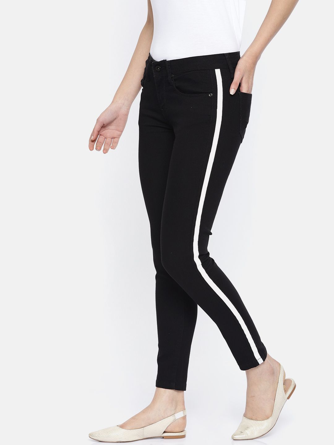 Pepe Jeans Women Black Lola Skinny Fit Mid-Rise Clean Look Stretchable Jeans Price in India