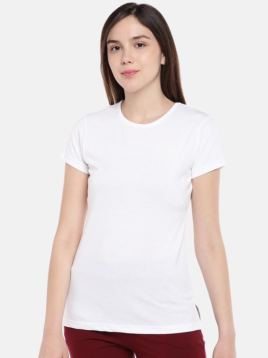 Sweet Dreams Women White Solid Lounge T-Shirt F-LLT-016A Price in India