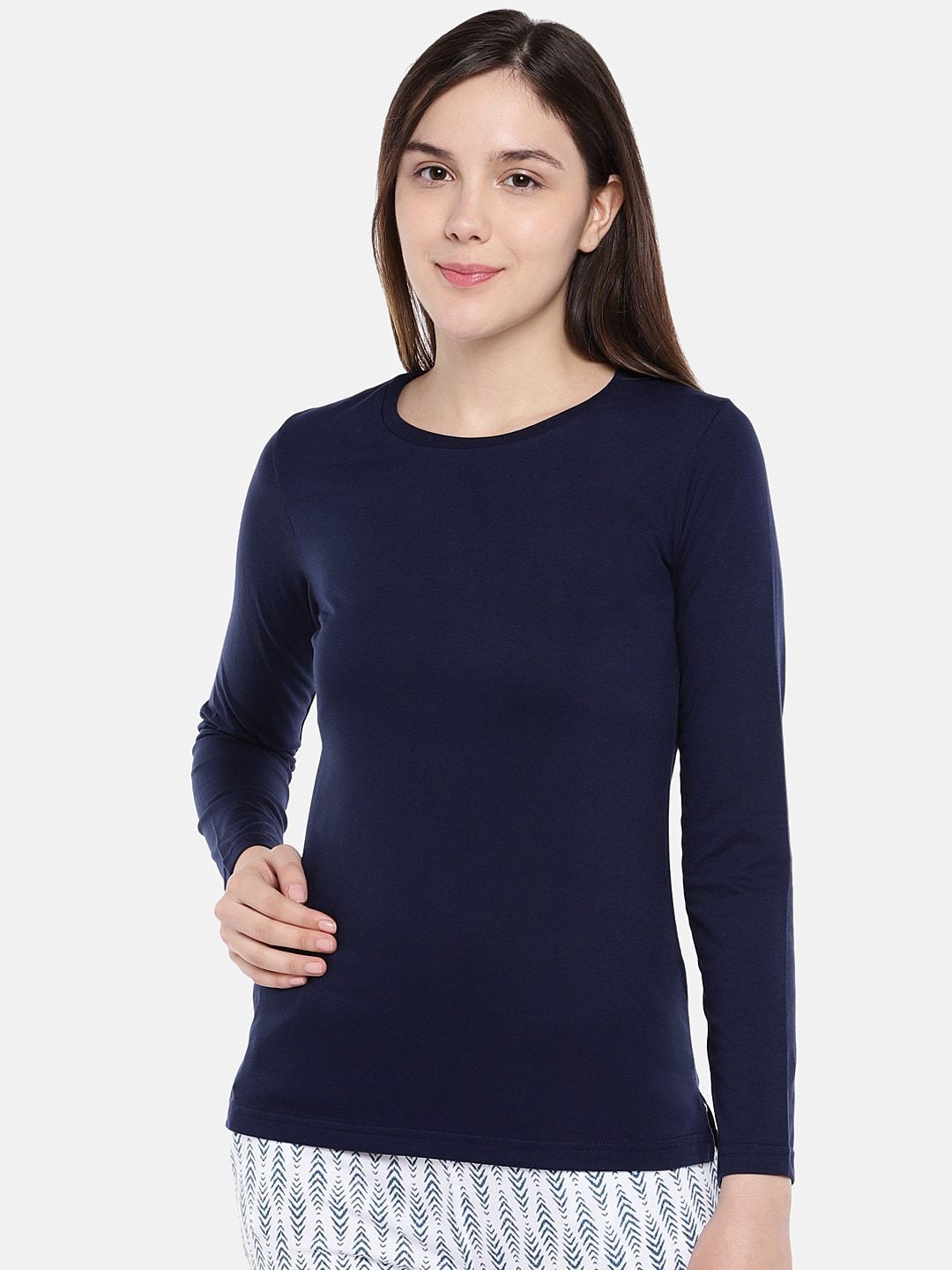 Sweet Dreams Women Navy Blue Solid Lounge T-shirt F-LFT-3100 Price in India