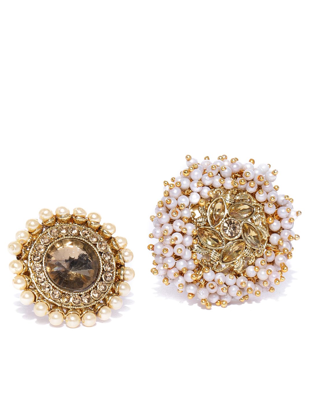 Zaveri Pearls Set of 2 Gold Toned & Pearls Adjustable Finger Rings Price in India