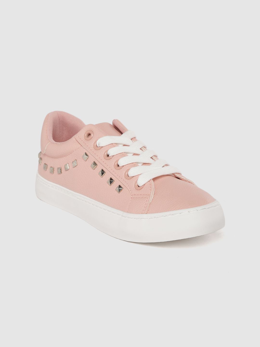 Allen Solly Women Pink Solid Sneakers with Studded Detail Price in India