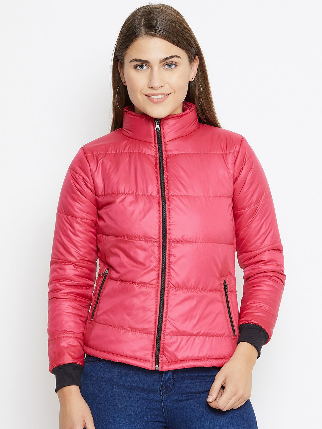 Belle Fille Women Pink Solid Insulator Puffer Jacket Price in India