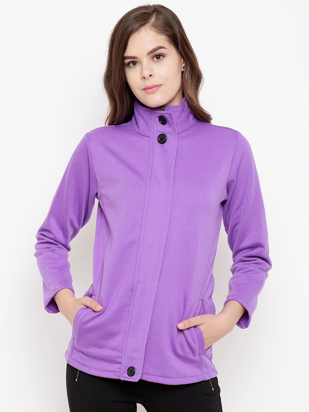 Belle Fille Women Purple Solid Tailored Jacket Price in India