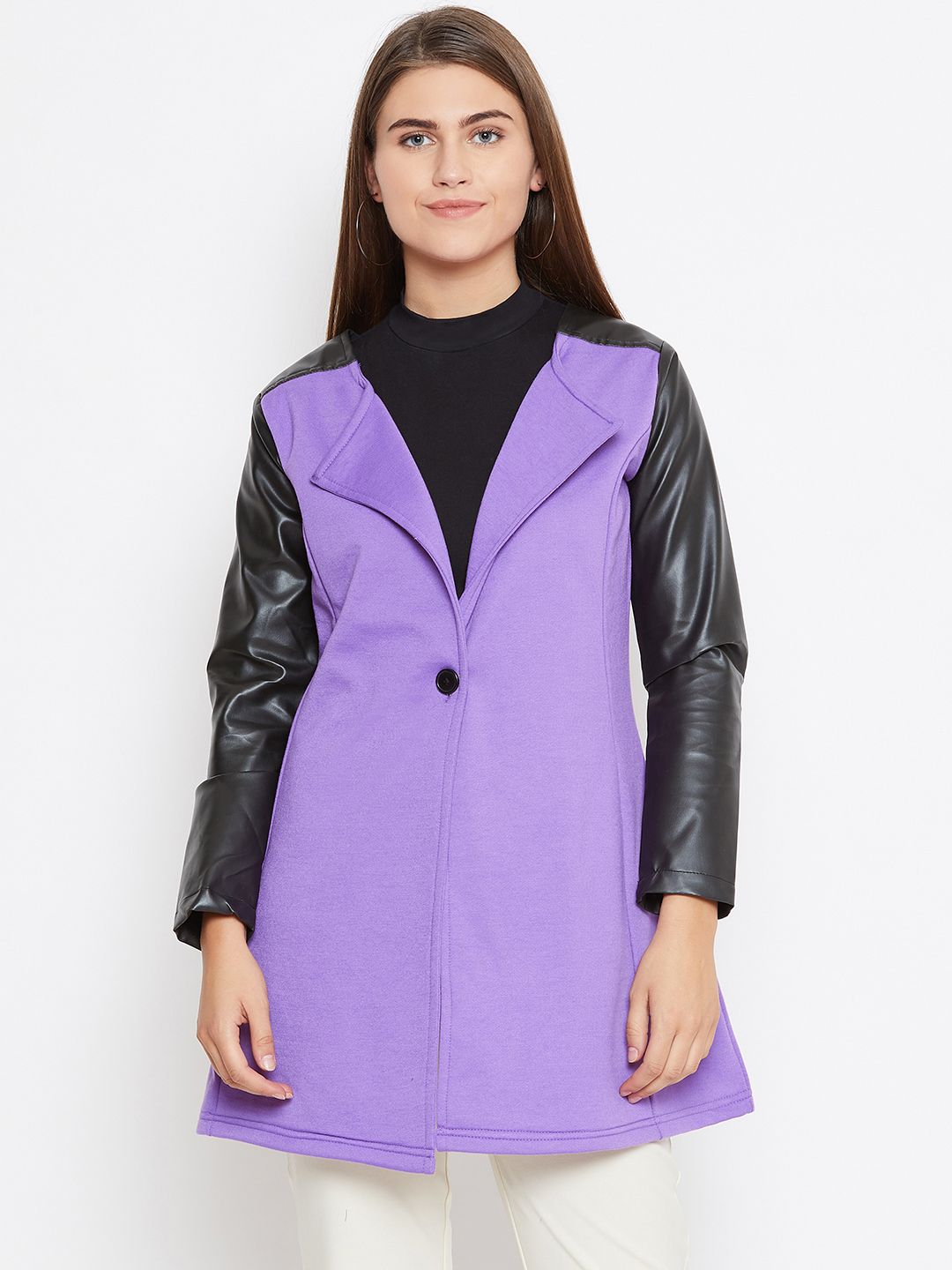 Belle Fille Women Purple Solid Tailored Jacket Price in India