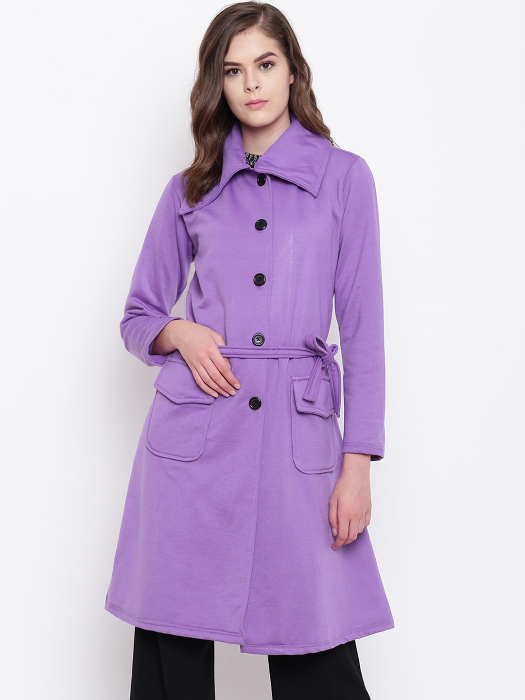 Belle Fille Women Purple Solid Longline Tailored Jacket Price in India