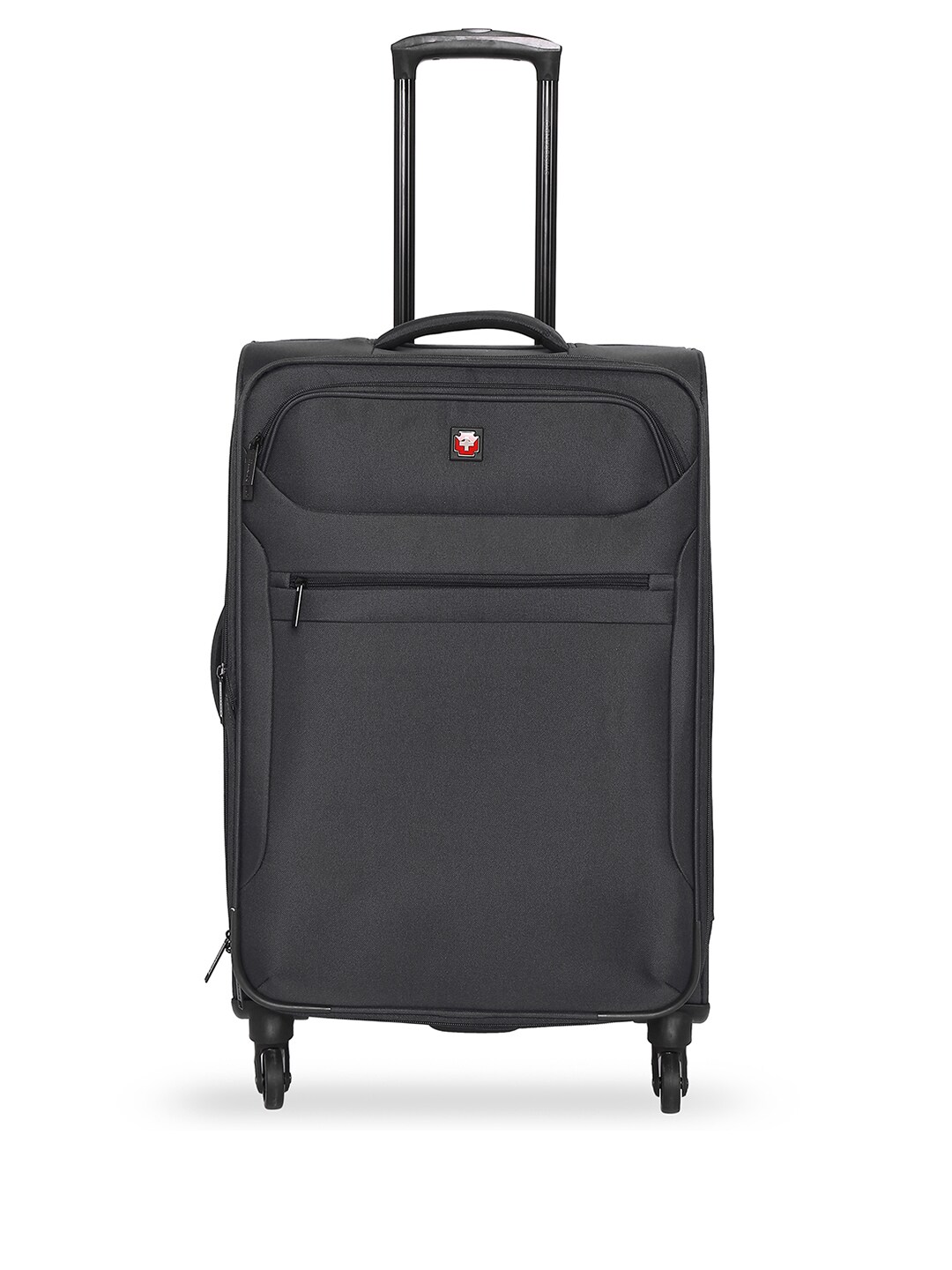 SWISS BRAND Grey Solid Hamilton Soft-Sided Large Trolley Bag Price in India
