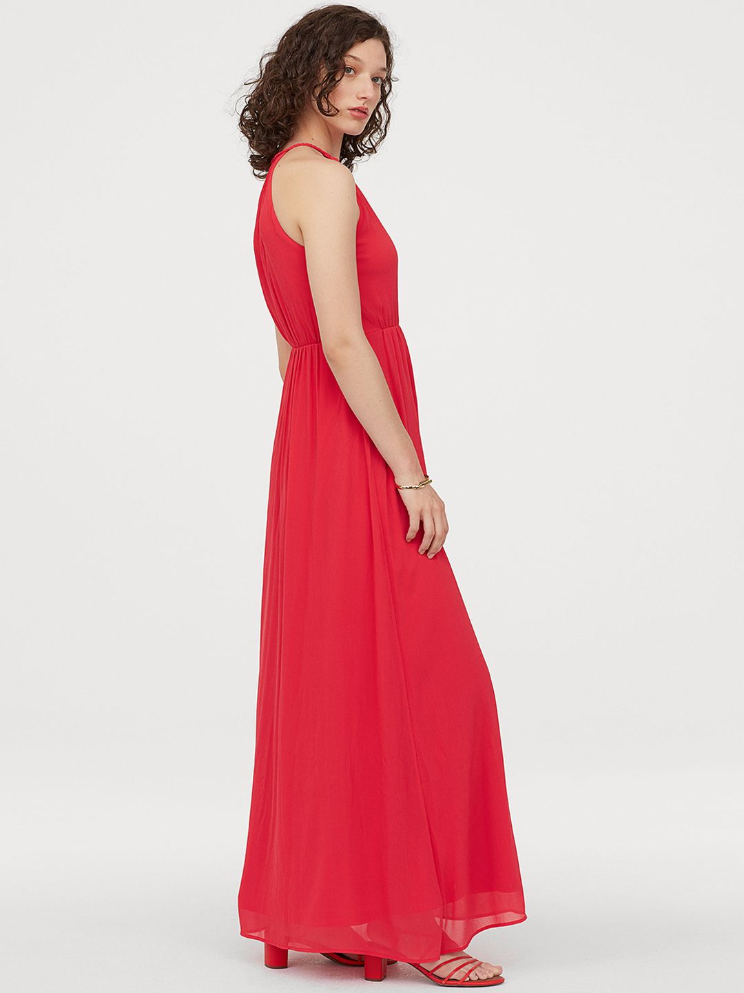 h&m crepe dress red Women's Red Twist-Detail Dress