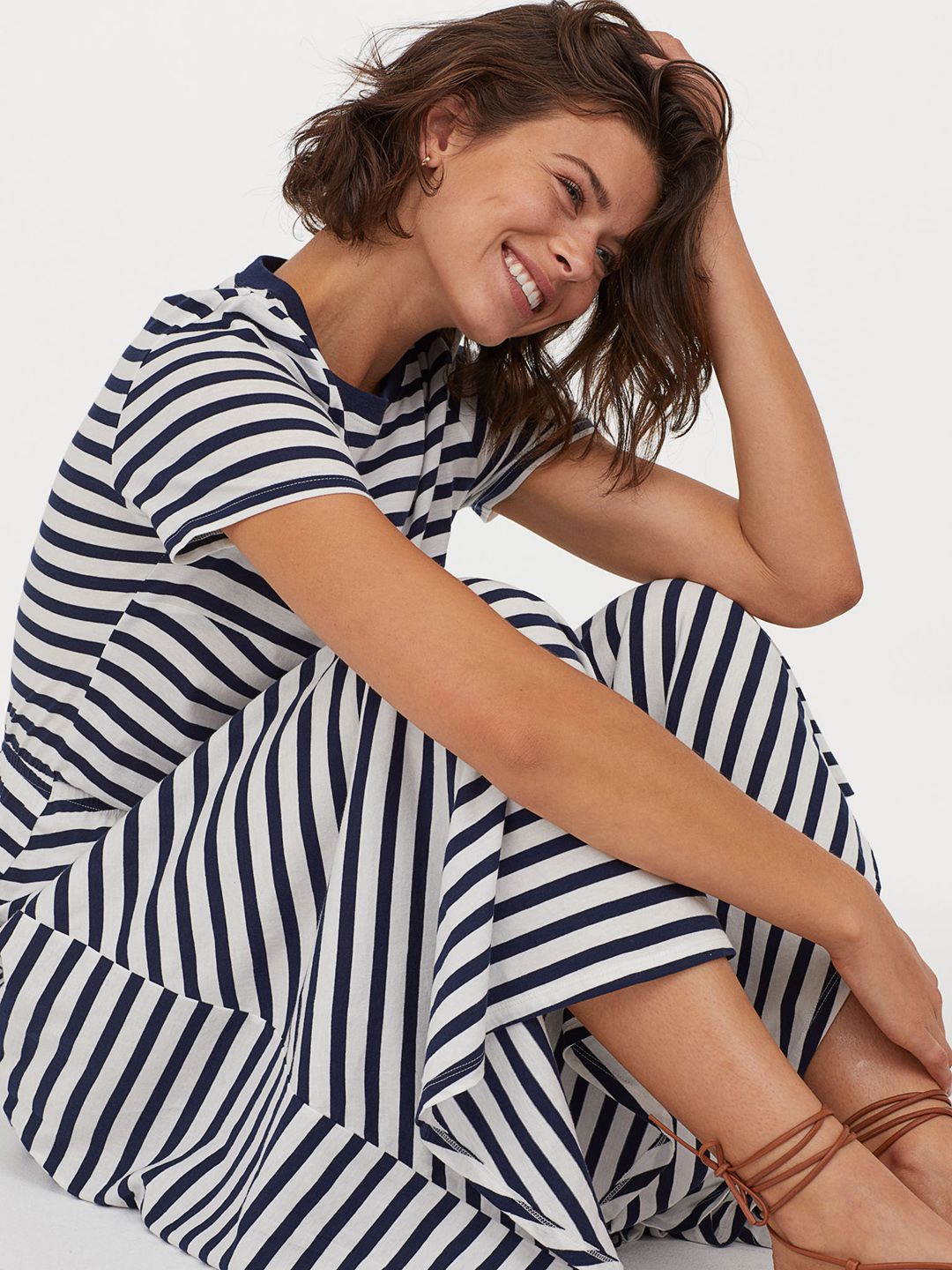 Buy H&M Women Blue Striped Jersey Wrap Dress - Dresses for Women 10333063 |  Myntra