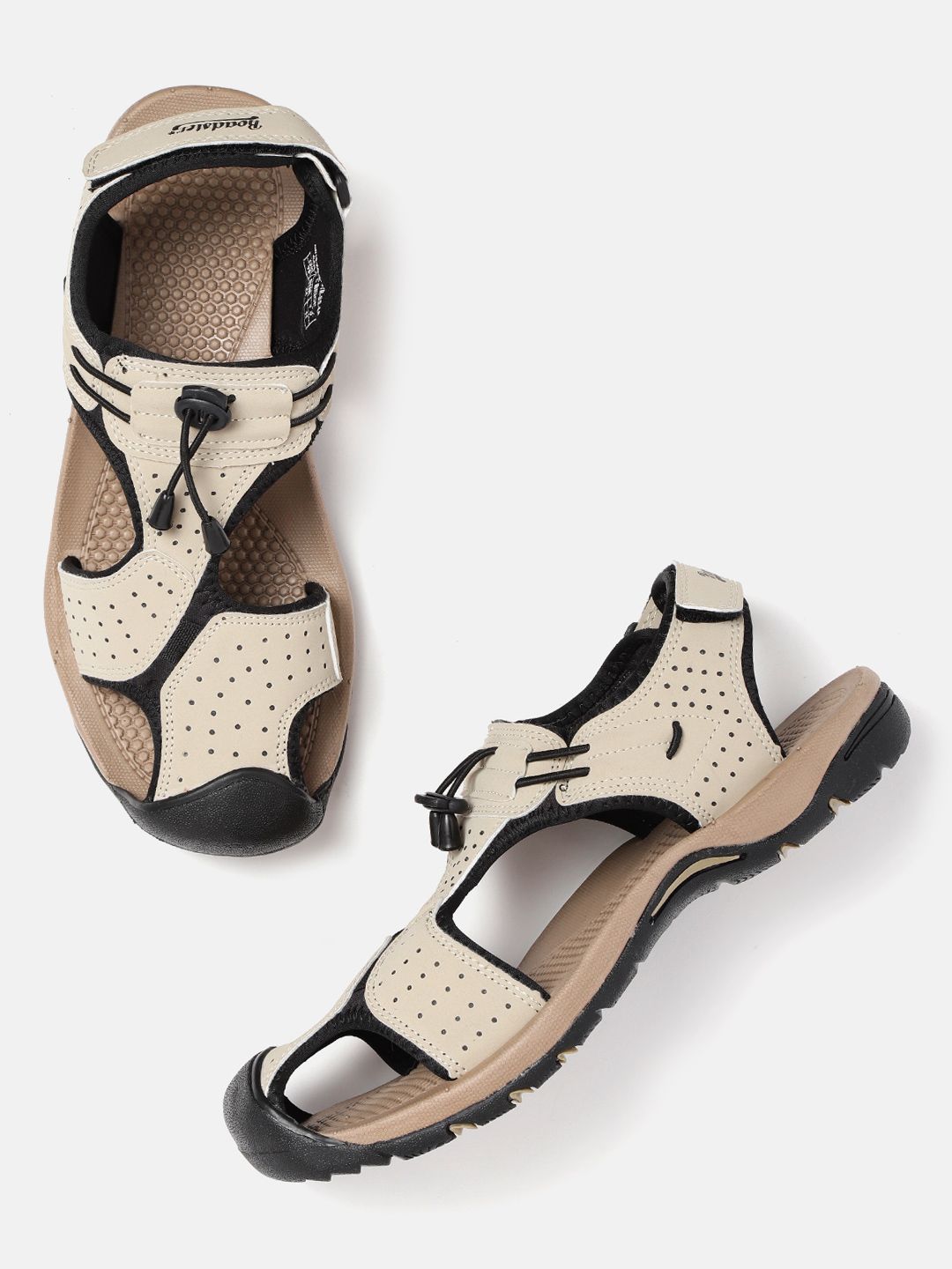 Roadster Men Beige Perforated Sports Sandals