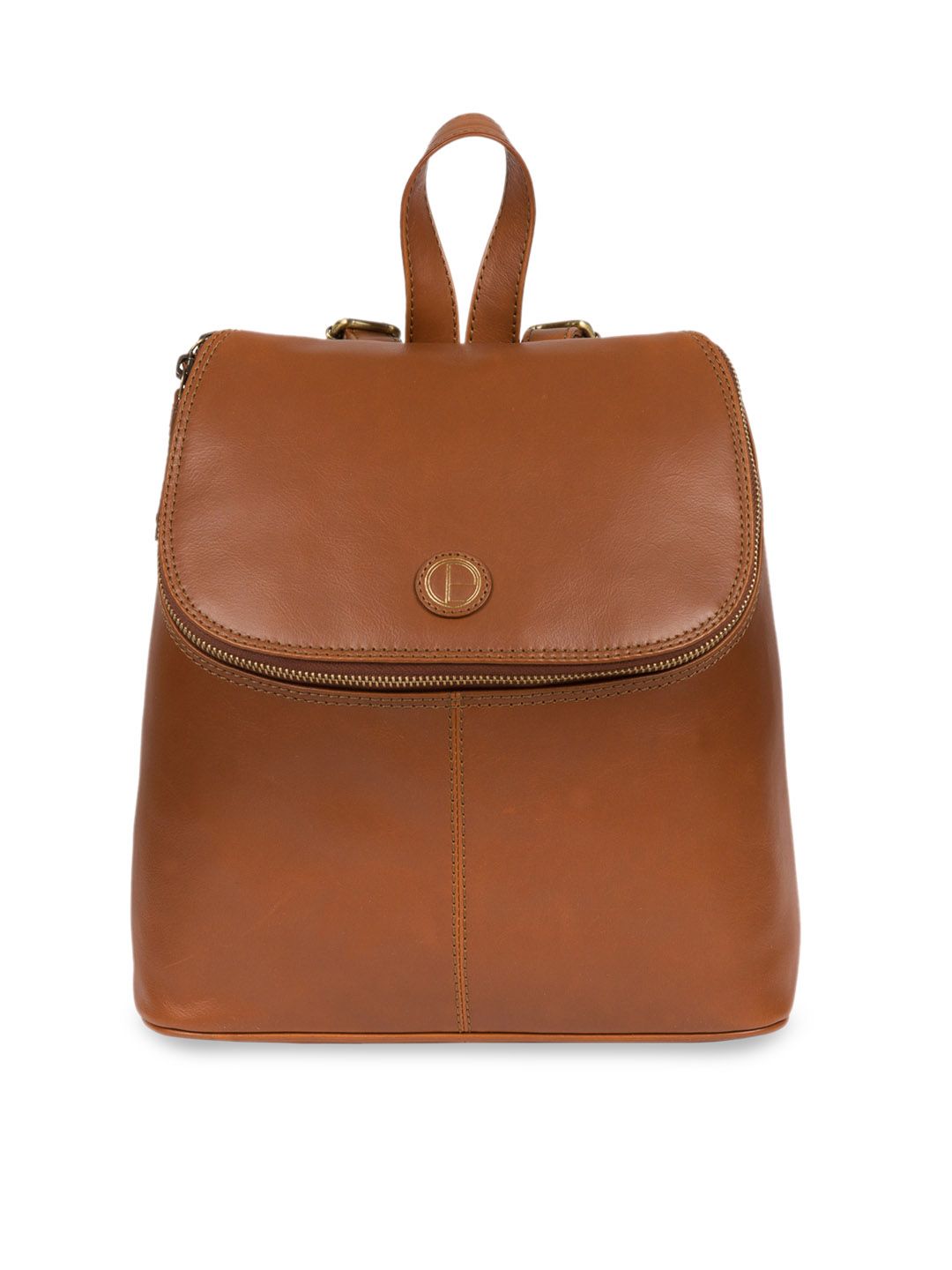 PURE LUXURIES LONDON Women Tan Brown Solid Genuine Leather Marbury Backpack Price in India