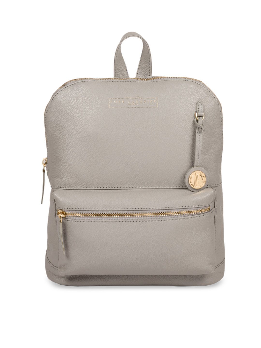 PURE LUXURIES LONDON Women Grey Solid Genuine Leather Kinsley Backpack Price in India