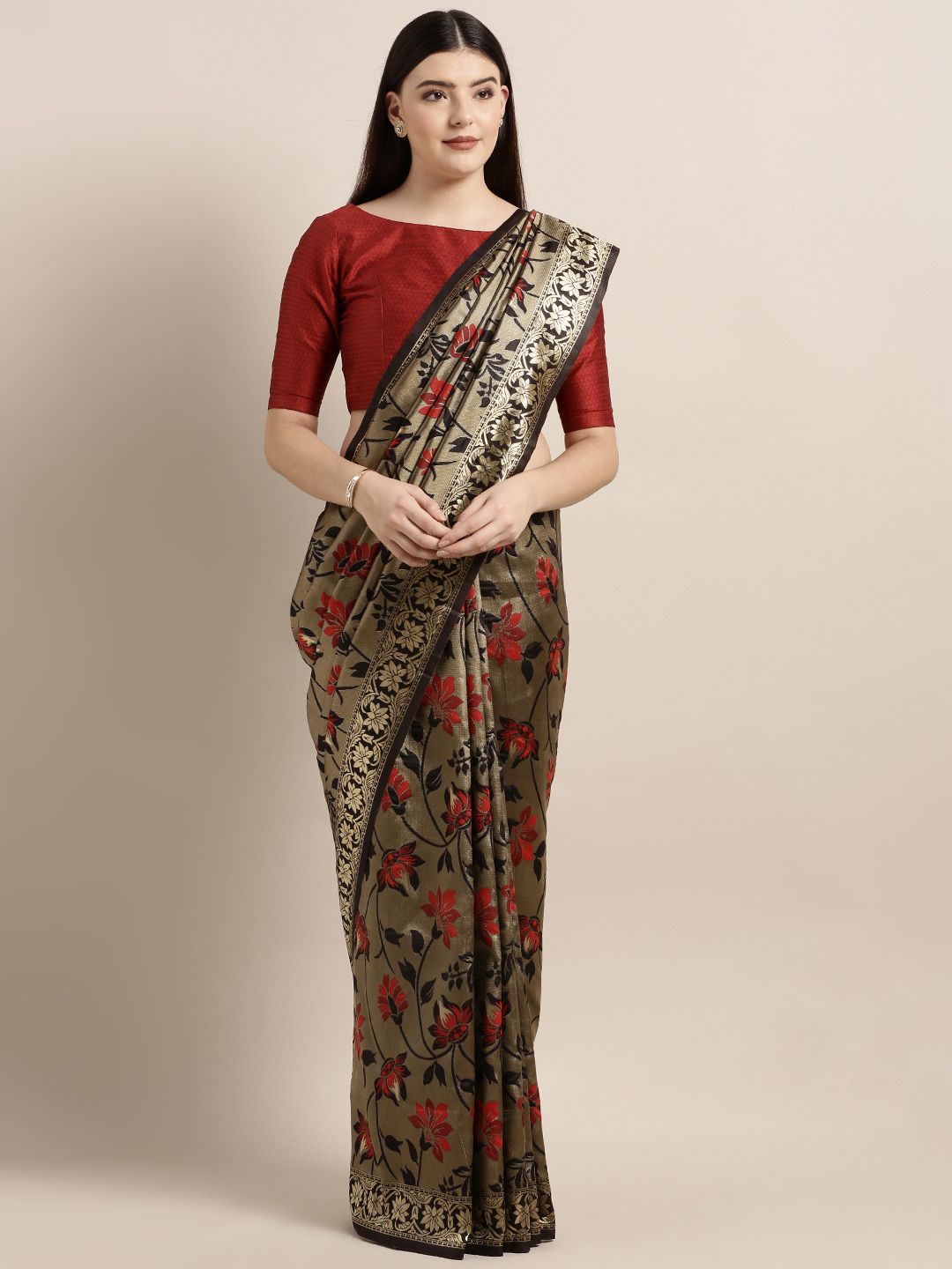MOKSHA DESIGNS Black Pure Silk Woven Design Banarasi Saree Price in India