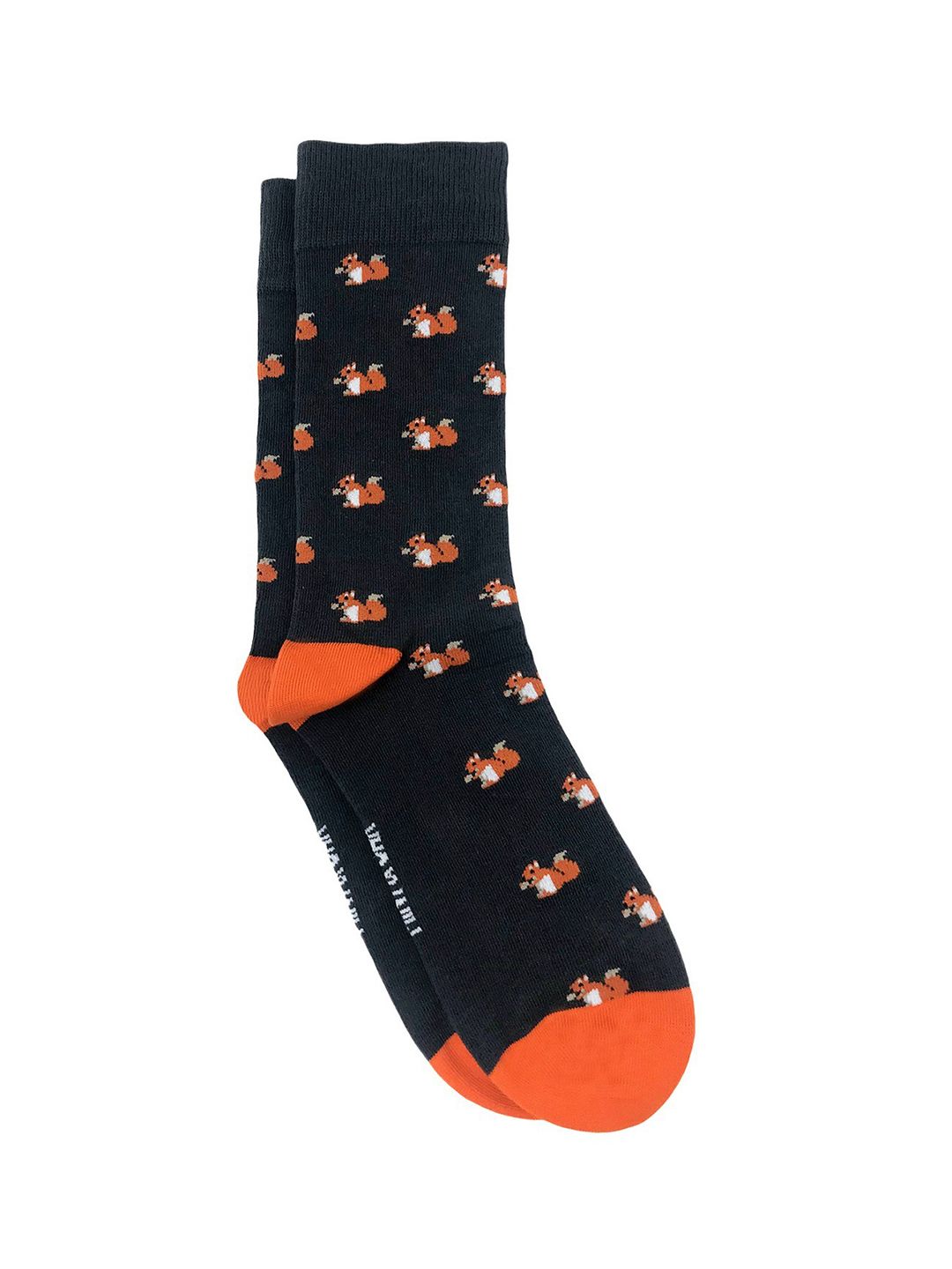 Mint & Oak Men Grey & Orange Patterned Calf-Length Socks