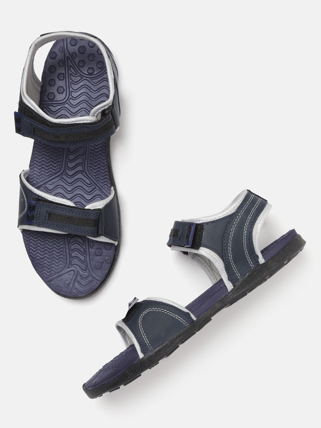 Crew STREET Men Navy Blue Solid Sports Sandals