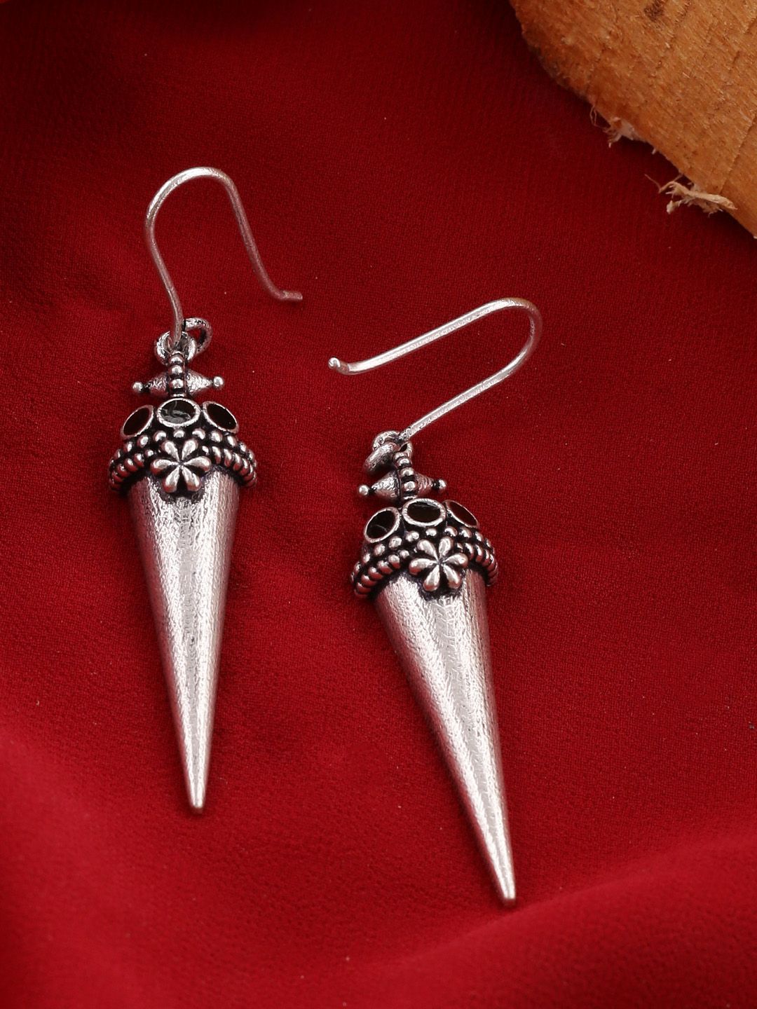 Voylla Silver-Plated Classic Drop Earrings Price in India