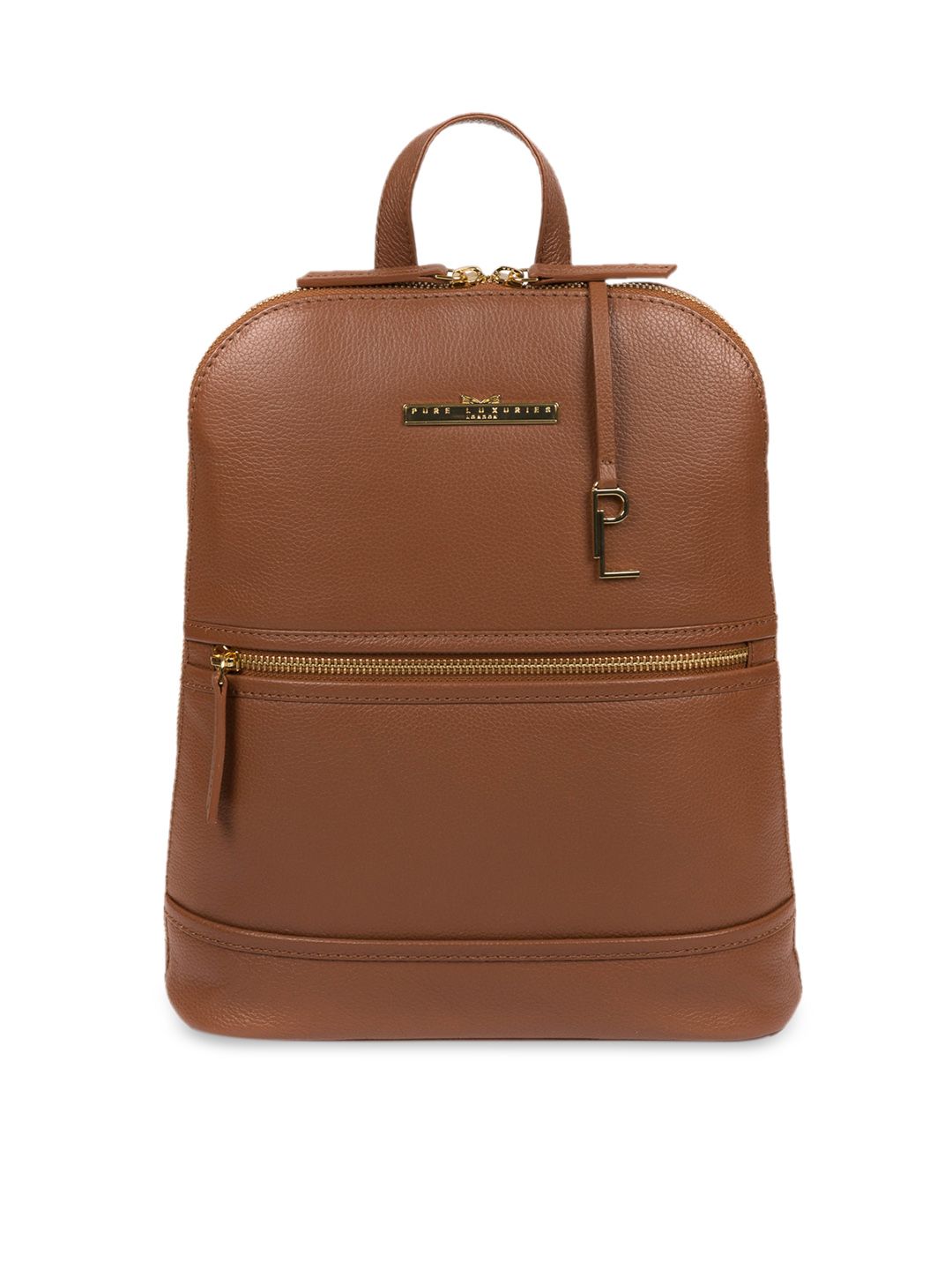 PURE LUXURIES LONDON Women Tan Brown Solid Genuine Leather Elland Backpack Price in India