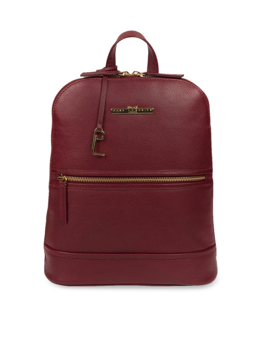 PURE LUXURIES LONDON Women Maroon Solid Genuine Leather Elland Backpack Price in India