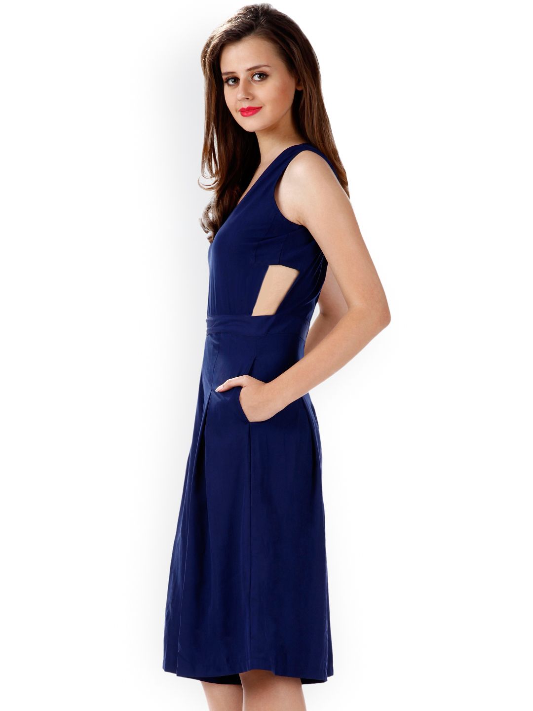 Miss Chase Women Navy Blue Solid Playsuit Price in India
