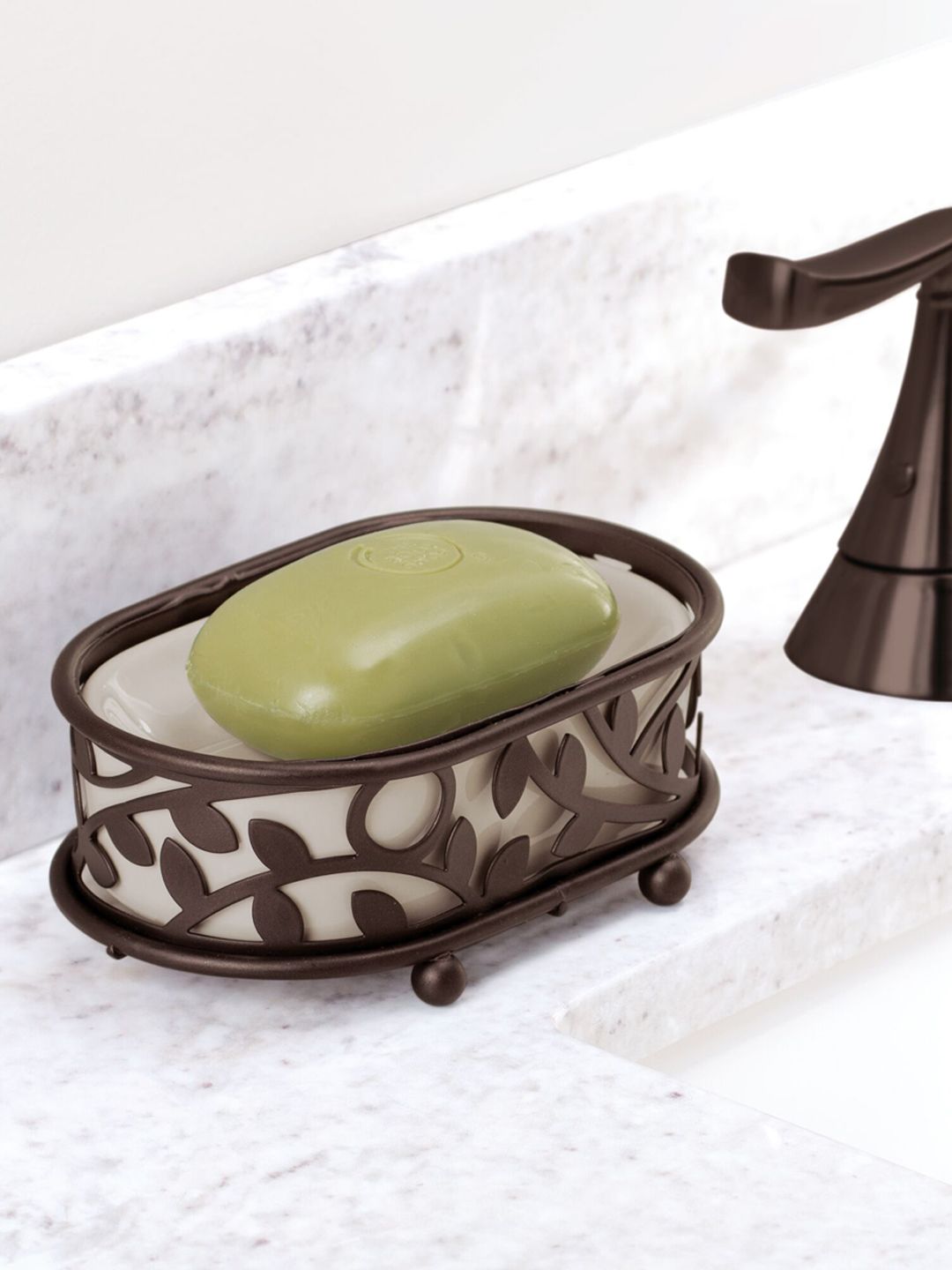 INTERDESIGN Brown Ceramic, Steel & Bronze Soap Dish Price in India