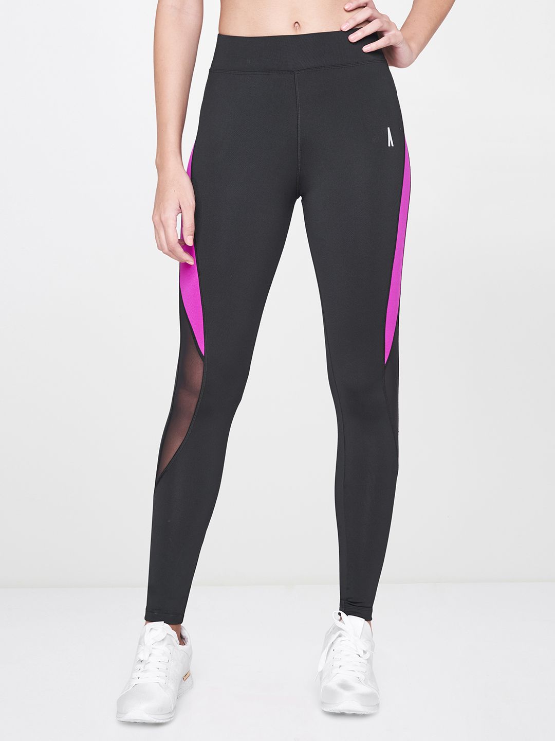 AND Women Black Solid Activewear Tights Price in India
