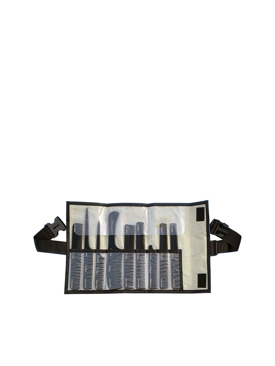 VEGA Unisex Set of 9 Black Hand Made Professional Combs with Pouch Price in India