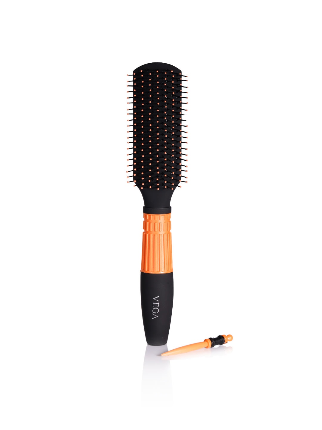 VEGA Unisex Black & Orange Flat Vent Hair Brush Price in India