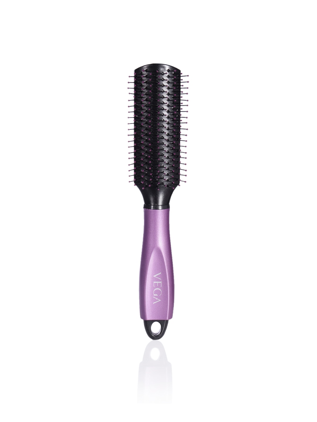 VEGA Unisex Black & Purple Flat Brush with Cleaner E18-FB Price in India