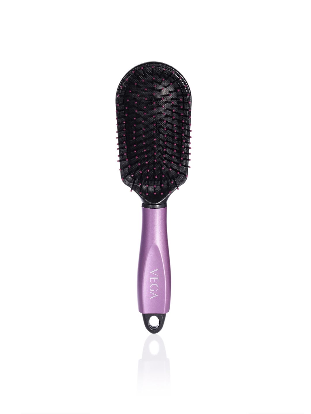 VEGA Unisex Black & Purple Cushioned Paddle Hair Brush with Cleaner E18-CB Price in India