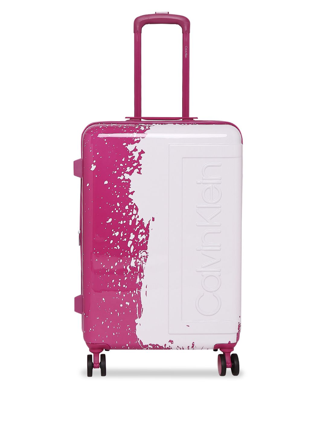 Calvin Klein Pink Textured The Factory Hard-Sided Medium Trolley Suitcase Price in India