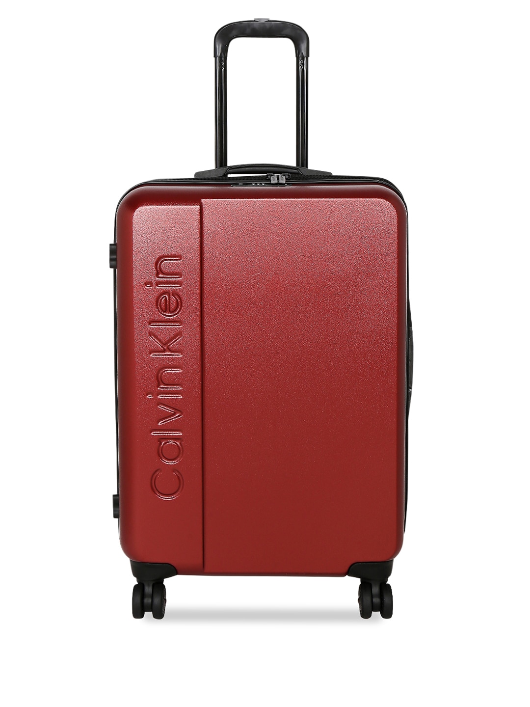 Calvin Klein Red Solid Manhattan Hard-Sided Medium Trolley Suitcase Price in India