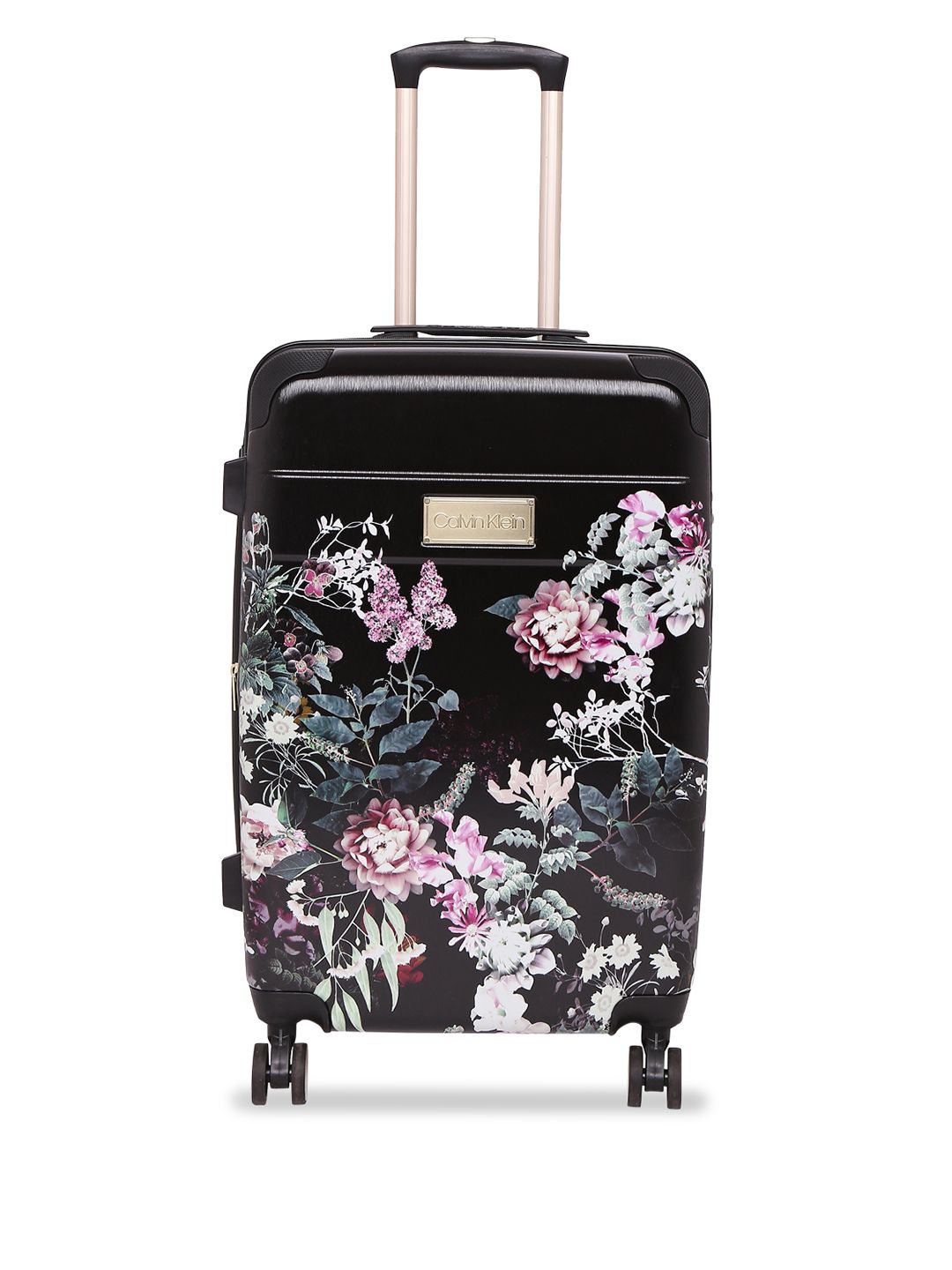 Calvin Klein Unisex Black Floral Print Mille HS Hard-Sided Large Trolley Suitcase Price in India