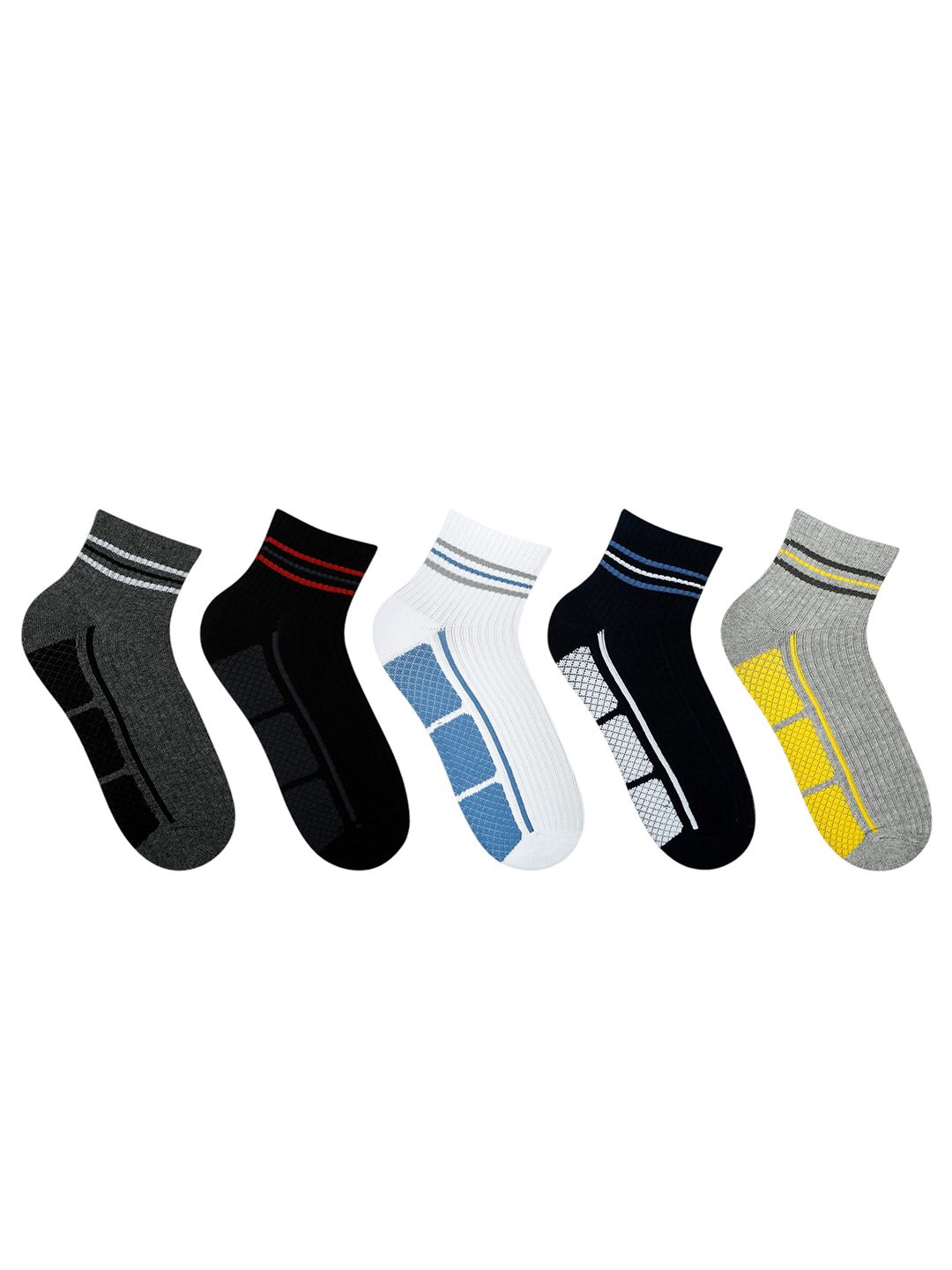 Socksxpress Men Pack of 5 Assorted Patterned Ankle-Length Sports Socks