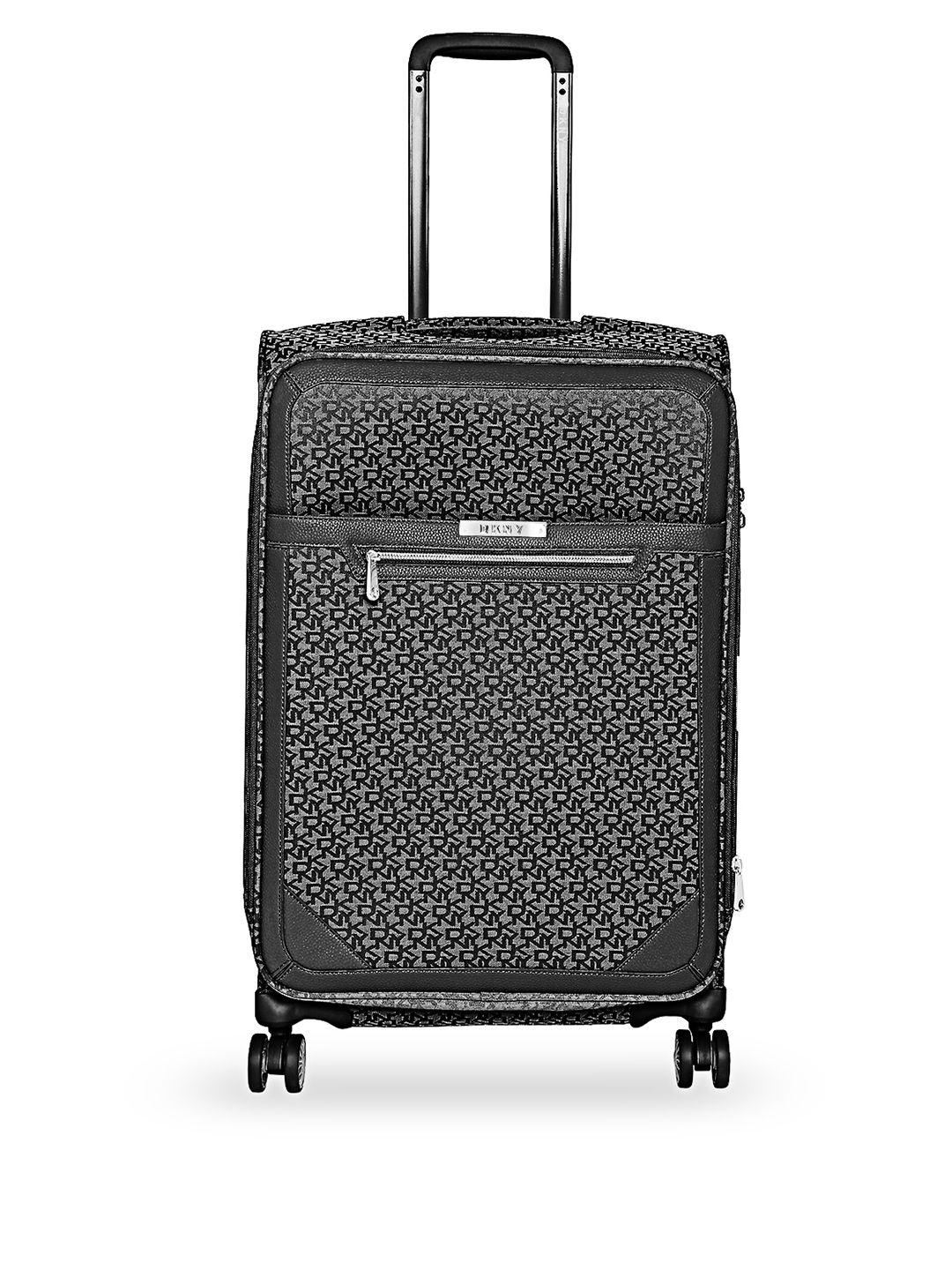 DKNY Black Patterned Signature Softs Soft-Sided Large Trolley Suitcase Price in India