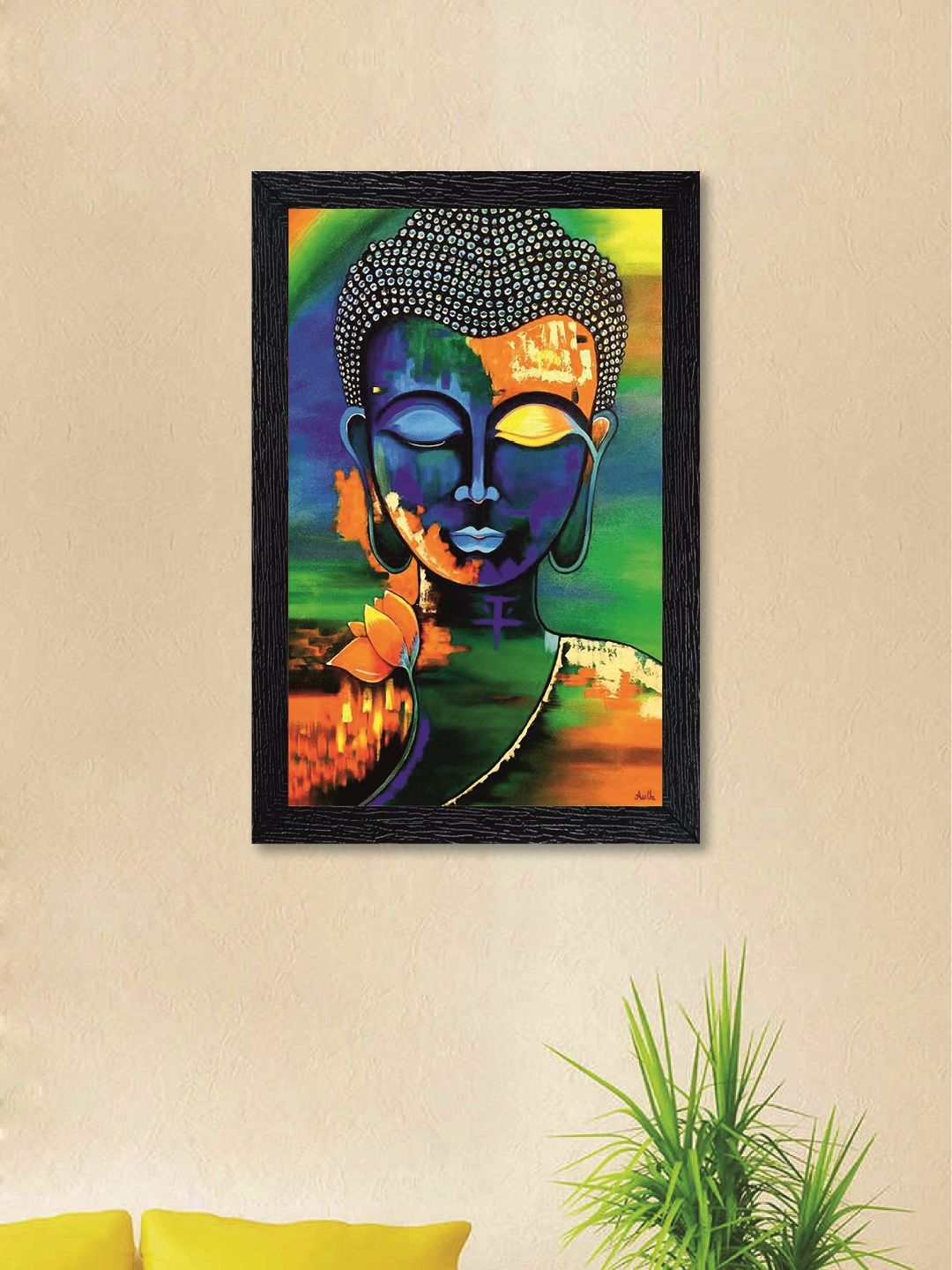 nest ART Multicoloured Lord Buddha Synthetic Wood Wall Art Price in India