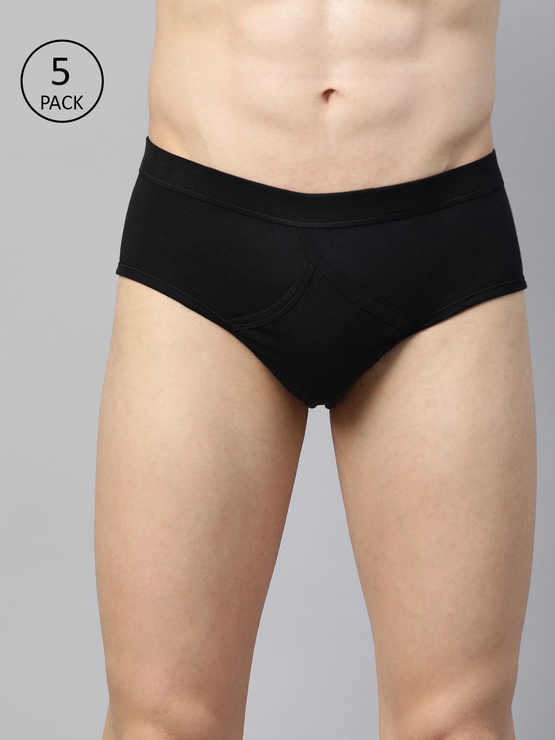 Marks & Spencer Men Pack Of 5 Black Solid Cotton Briefs