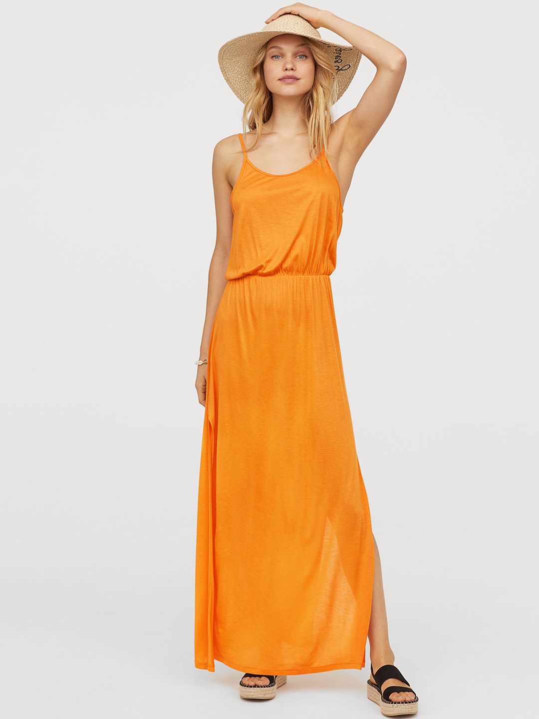 Buy H&M Women Orange Solid Maxi Dress - Dresses for Women 10379055 | Myntra