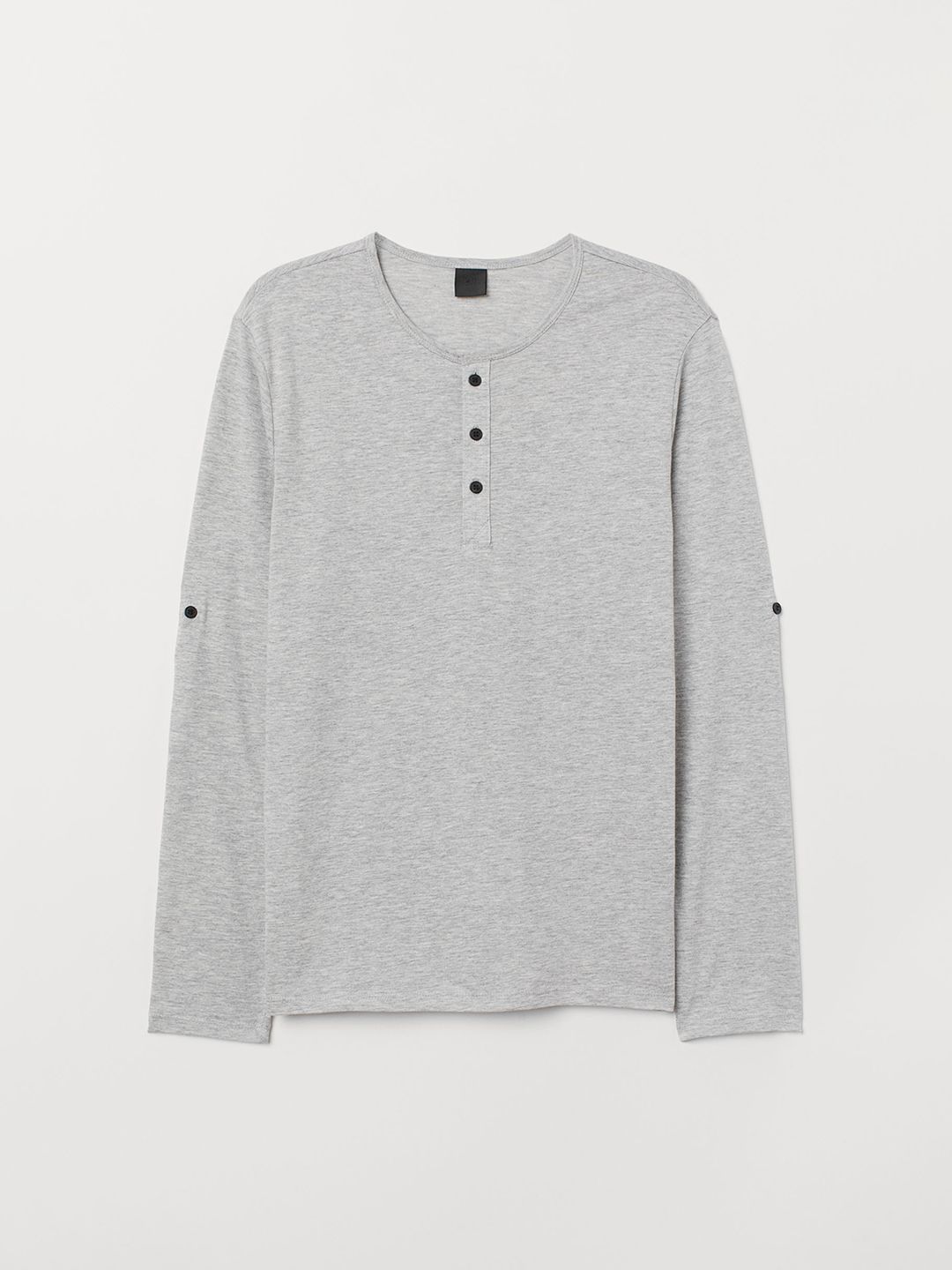Buy H&M Men Grey Solid Cotton Jersey Henley Shirt - Tshirts for