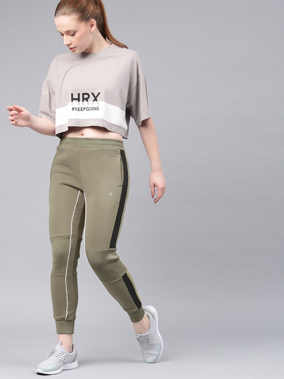 HRX by Hrithik Roshan Women Olive Green Solid Slim Fit Joggers Price in India