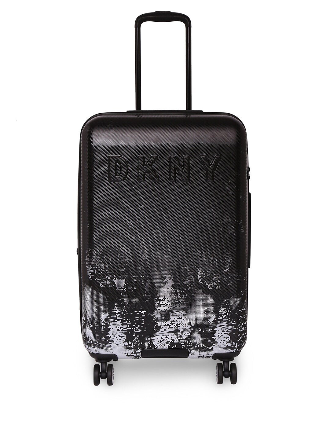 DKNY GLIMMER Unisex Black Textured Hard-Sided Cabin Trolley Suitcase Price in India