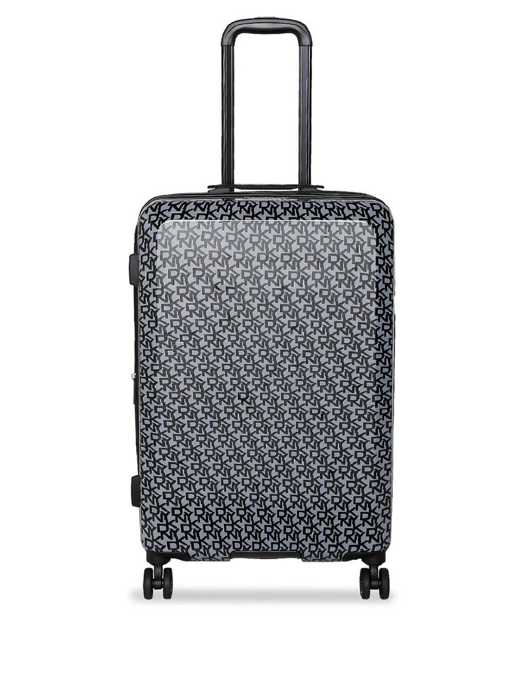 DKNY Black Printed Vintage Signature Hard-Sided Large Trolley Suitcase Price in India