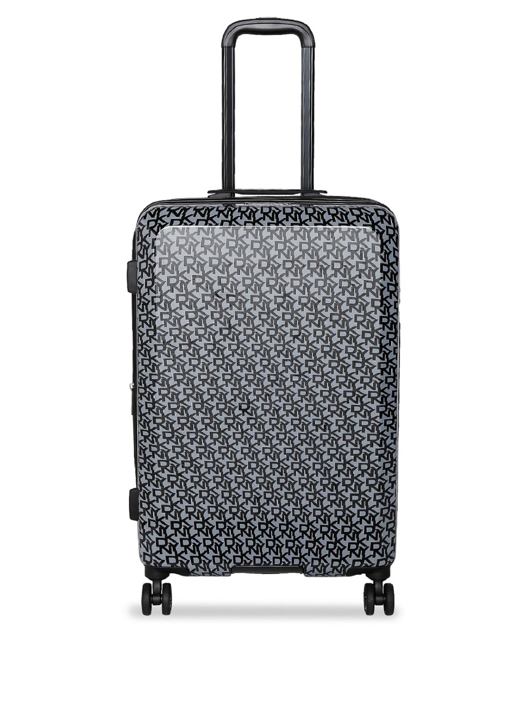 DKNY Black Printed Vintage Signature Hard-Sided Medium Trolley Suitcase Price in India