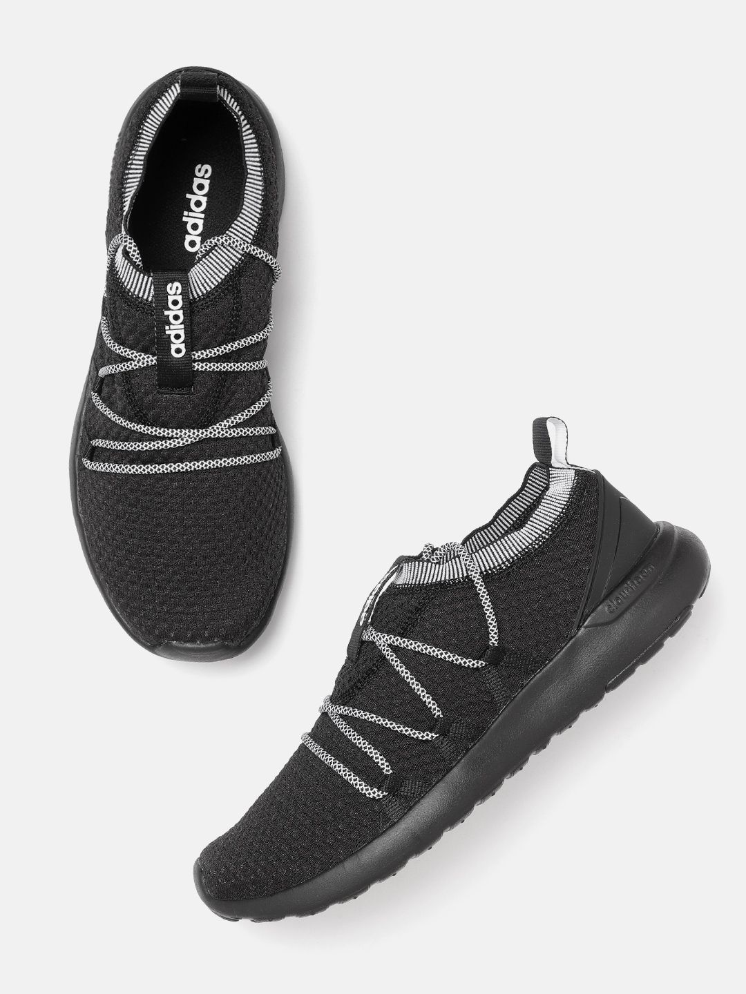 ADIDAS Men Black Woven Design Rey Running Shoes