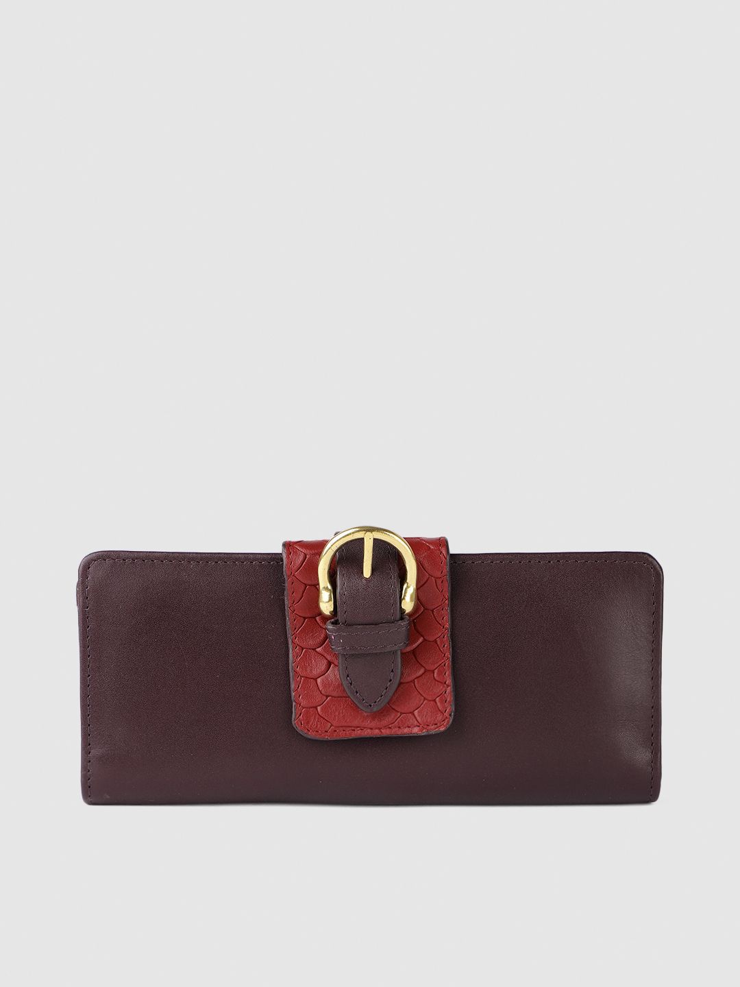 Hidesign Women Burgundy Solid Leather Two Fold Wallet Price in India