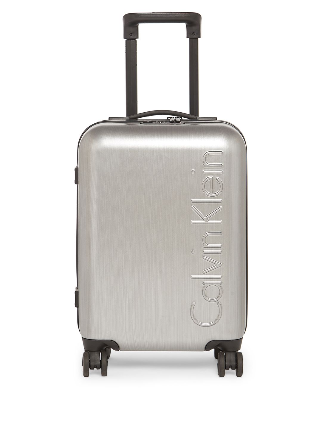 Calvin Klein SOUTH HAMPTON 3.0 Silver-Toned Solid The Standard Hard-Sided Cabin Trolley Price in India