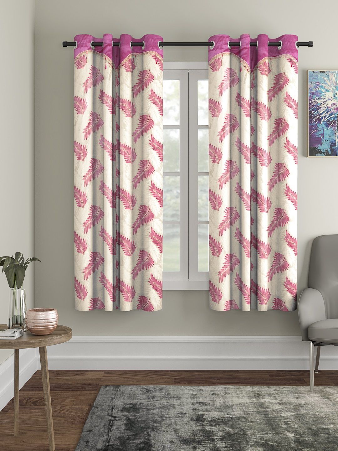 Cortina Pink Set of 2 Window Curtains Price in India