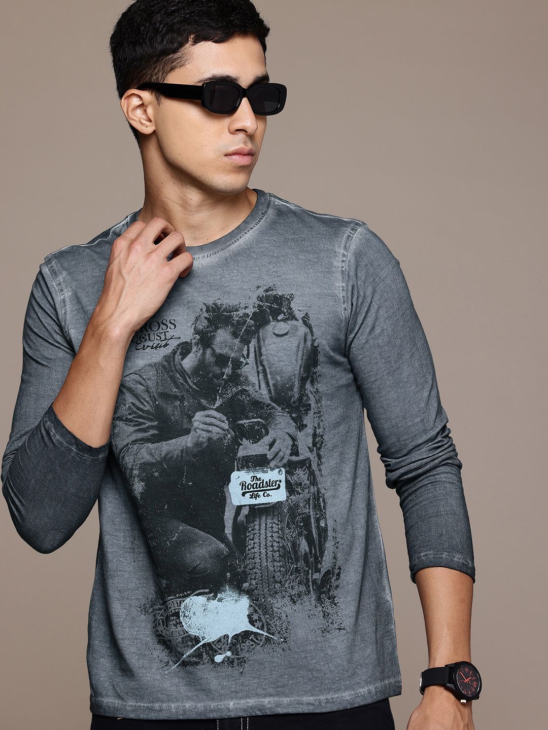 The Roadster Lifestyle Co. Printed Pure Cotton T-shirt