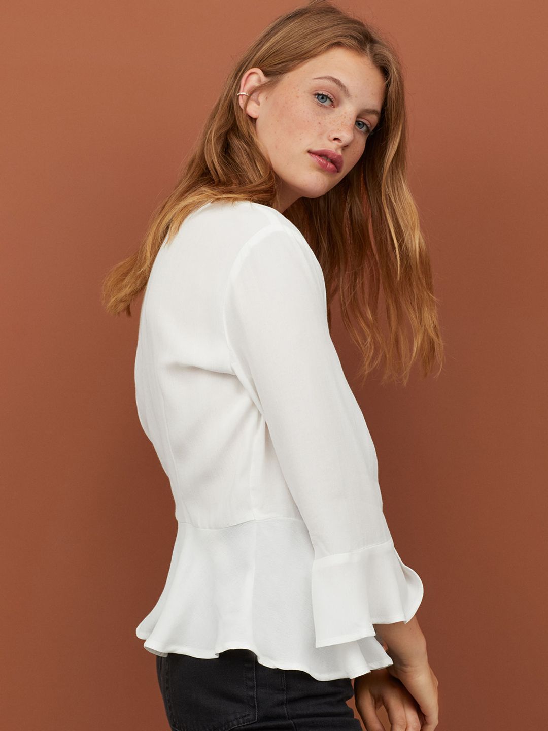 Chemisier Femme Covington Taille 3X Blanc - Col V, Boutonnage, Manches 3/4