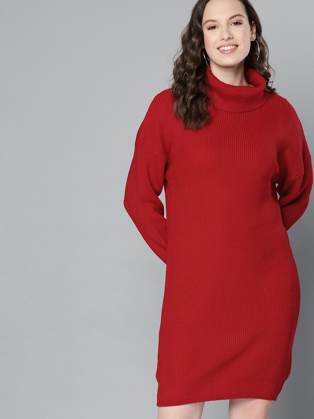 Mast & Harbour Women Red Solid Jumper Dress Price in India