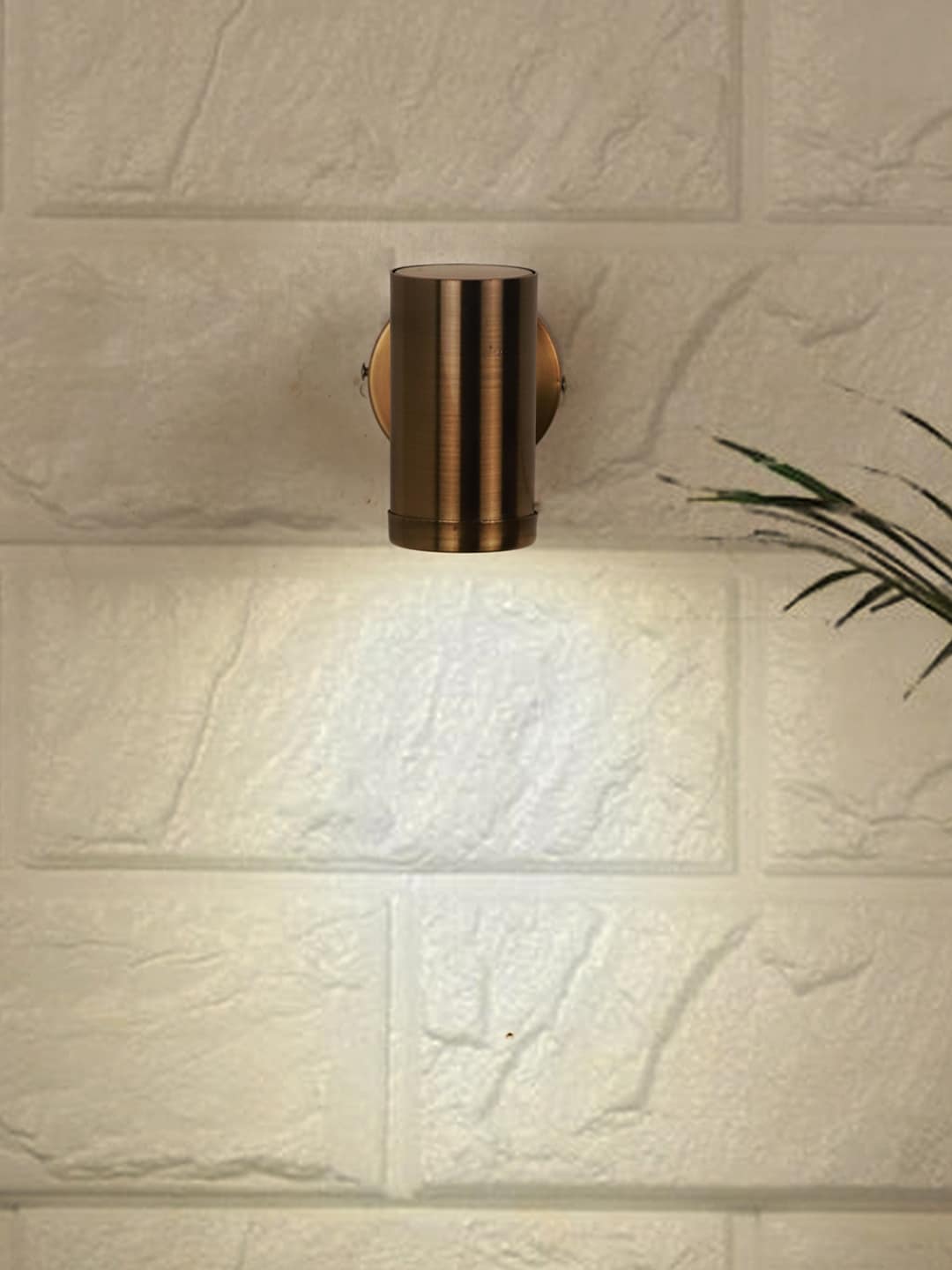 Fos Lighting Bronze-Toned Brass Finished Bedside Cylindrical Wall Lamp Price in India