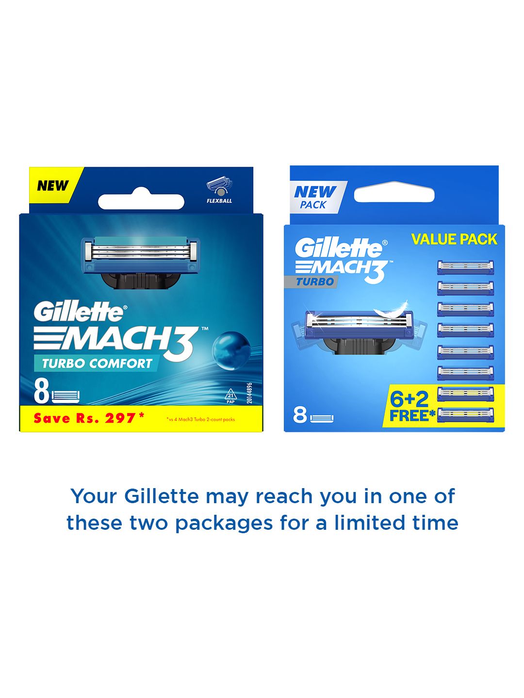 Buy Gillette Set of 8 Mach 3 Turbo Manual Shaving Razor Blade